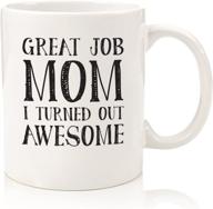 mom's awesome job funny coffee mug - christmas gift for mom, women - best mom gifts - unique gag xmas gift idea for her from daughter, son, child, kids - cool birthday present for a mother - fun novelty cup logo