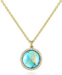img 4 attached to KissYan Turquoise Necklace Alphabet Adjustable Girls' Jewelry