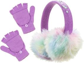 img 4 attached to Purple Earmuff Convertible Fingerless Gloves Girls' Accessories