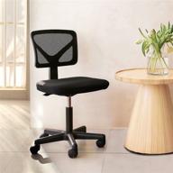 🪑 black armless office desk chair - jean derce, small task chair with mesh lumbar support, swivel casters, adjustable height - ideal for home office or conference room логотип