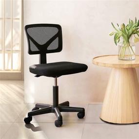 img 4 attached to 🪑 Black Armless Office Desk Chair - Jean Derce, Small Task Chair with Mesh Lumbar Support, Swivel Casters, Adjustable Height - Ideal for Home Office or Conference Room