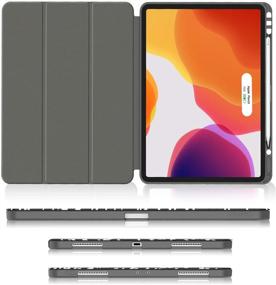 img 2 attached to Soke iPad Pro 12.9 Case 2020 & 2018 with Pencil Holder - [Full Protection + Apple Pencil Charging + Auto Wake/Sleep], Soft TPU Back Cover for 2020 iPad Pro 12.9 (Book Black)