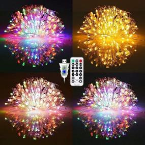 img 4 attached to 🎄 Outdoor Decorative Christmas Lights: 33FT 100 LED USB Powered Fairy String Lights with Remote Timer for Xmas Tree, Wedding, Holiday Party, Thanksgiving Decor - 11 Modes