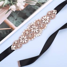 img 2 attached to Crystal Wedding Handmade Rhinestone Sash Silver Organza Women's Accessories in Belts