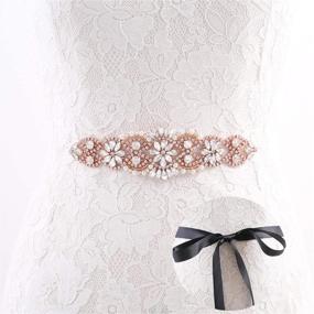 img 1 attached to Crystal Wedding Handmade Rhinestone Sash Silver Organza Women's Accessories in Belts