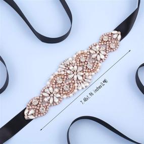 img 3 attached to Crystal Wedding Handmade Rhinestone Sash Silver Organza Women's Accessories in Belts