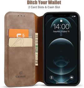 img 1 attached to 📱 Casus Leather Wallet Case for iPhone 12 Pro Max (6.7") - Slim Magnetic Flip Cover with Card Holder, Thin Kickstand - Dark Brown (2020)