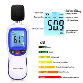 img 3 attached to 🔊 Hand-Held Sound Level Meter - Decibel Sound Meter, 30dB to 130dB(A) Range, Backlight Alert, Noise Level Monitor for Home, Office, Job-site