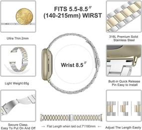 img 3 attached to 🌟 Wearlizer Stainless Steel Ultra-Thin Lightweight Replacement Bands for Fitbit Versa 3 and Fitbit Sense - Compatible for Women & Men (Soft Gold+Silver)