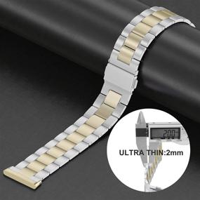 img 1 attached to 🌟 Wearlizer Stainless Steel Ultra-Thin Lightweight Replacement Bands for Fitbit Versa 3 and Fitbit Sense - Compatible for Women & Men (Soft Gold+Silver)