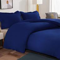 ntbay 2-piece microfiber twin duvet cover set: navy blue comforter cover & pillow sham with zipper closure logo