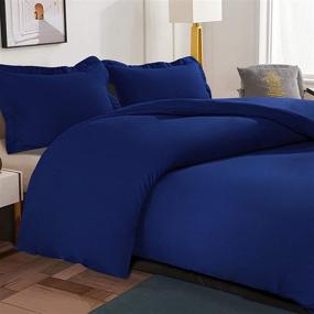 img 4 attached to NTBAY 2-Piece Microfiber Twin Duvet Cover Set: Navy Blue Comforter Cover & Pillow Sham with Zipper Closure