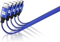 🔌 набор usb c-кабелей qmq blue 5 штук - 5 штук usb-a кабелей типа c с оплеткой из нейлона и корпусом из алюминия для быстрой зарядки - совместим с samsung galaxy s10 s9 note 9 8 s8 plus, lg v30 v20 g6, huawei p30 p20 - длины: 3/3/6/6/9ft логотип