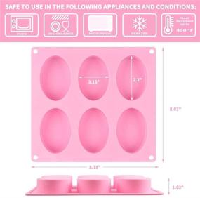 img 3 attached to 🧼 Nonstick Oval Silicone Mold for Soap Making, Baking Pans, Chocolate Cheesecake Trays - 6 Cavity 3.5oz Bar Rectangle Mold - BPA Free - Pink (Pack of 1)