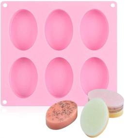 img 4 attached to 🧼 Nonstick Oval Silicone Mold for Soap Making, Baking Pans, Chocolate Cheesecake Trays - 6 Cavity 3.5oz Bar Rectangle Mold - BPA Free - Pink (Pack of 1)