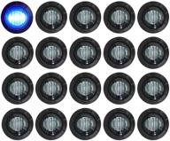 meerkatt (pack of 20) 3/4 inch mini round smoked lens blue led flush mount small side marker indicator light waterproof front rear clearance lamp tow truck marine trailer camper bus universal 12v dc logo