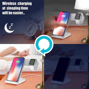 img 3 attached to Convenient 2-in-1 Wireless Charger for iPhone & iWatch - Fast Charging Dock with iWatch Stand - Compatible with iPhone 11/11 Pro Max, Galaxy S10, and More (White)