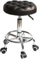 🪑 kingshadow adjustable rolling stool: heavy-duty swivel chair with wheels for kitchen, office, shop, drafting work, spa, medical, salon - black logo