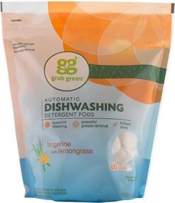 img 4 attached to 🍊 Grab Green Automatic Dishwashing Detergent Pods - 60 Count - Tangerine Lemongrass Scent - Plant and Mineral Based - Superior Cleaning - Powerful Grease Removal - Brilliant Shine