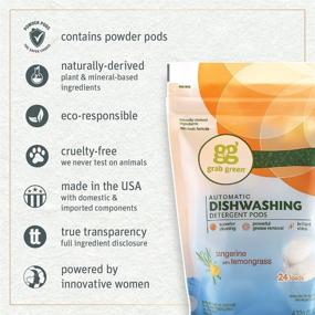 img 2 attached to 🍊 Grab Green Automatic Dishwashing Detergent Pods - 60 Count - Tangerine Lemongrass Scent - Plant and Mineral Based - Superior Cleaning - Powerful Grease Removal - Brilliant Shine