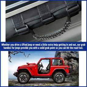 img 1 attached to 🚘 JUSTTOP Car Roll Bar Grab Handles for Jeep Wrangler YJ TJ JK JL & Gladiator JT (1987-2020) – Enhanced Grip with 3 Straps and Woven Handle (Black & Grey)