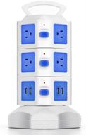 tnp power strip tower with usb ports surge protector - 10 ac outlet + 4 usb port charging station desk power strip supply adapter plug logo