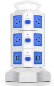 img 4 attached to TNP Power Strip Tower With USB Ports Surge Protector - 10 AC Outlet + 4 USB Port Charging Station Desk Power Strip Supply Adapter Plug