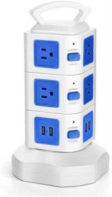 img 2 attached to TNP Power Strip Tower With USB Ports Surge Protector - 10 AC Outlet + 4 USB Port Charging Station Desk Power Strip Supply Adapter Plug