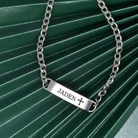 img 3 attached to Custom Engraved Stainless Steel Bracelet - Personalized Girls' Jewelry for Bracelets