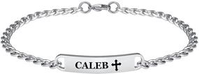 img 4 attached to Custom Engraved Stainless Steel Bracelet - Personalized Girls' Jewelry for Bracelets