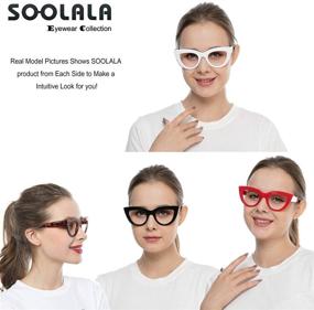 img 2 attached to 😺 Stylish SOOLALA Women's 4 Pairs Cat Eye Reading Glasses - Mixed Colors Value Pack