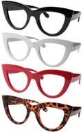 😺 stylish soolala women's 4 pairs cat eye reading glasses - mixed colors value pack logo