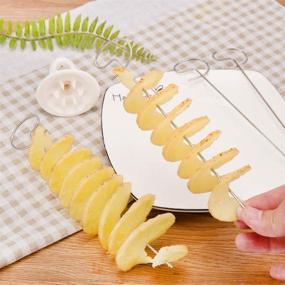 img 3 attached to 🌀 2-Pack Stainless Steel Tornado Potato Spiral Slicer - Manual Cutter for Spiral Screw Chips, Reusable Potato Twister, Kitchen Cooking Tool for Fruits and Vegetables