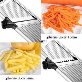 img 2 attached to 🥔 VEKAYA Stainless Steel Mandoline Slicer for Kitchen - Efficient Vegetable Slicer for Potatoes, Tomatoes, Onions & Carrots - Includes Gloves (Black)