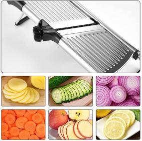 img 3 attached to 🥔 VEKAYA Stainless Steel Mandoline Slicer for Kitchen - Efficient Vegetable Slicer for Potatoes, Tomatoes, Onions & Carrots - Includes Gloves (Black)