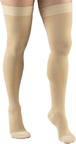 img 2 attached to 🧦 Truform Beige Thigh High Compression Stockings for Men and Women, 20-30 mmHg, Dot Top, Closed Toe, Size Large