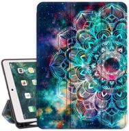 📱 lamcase ipad 9.7 2017/2018 smart case with apple pencil holder - slim folio stand, auto sleep/wake, soft tpu back cover for ipad a1893/a1954/a1822/a1823 - mandala/galaxy design logo