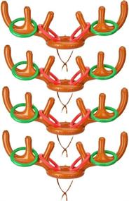 img 4 attached to 🎅 KOSIMI 4 Set Inflatable Reindeer Antlers Ring Throw Game: Fun Christmas Party Games for All Ages - Indoor & Outdoor Carnival Xmas Games (4 Antlers 16 Rings)