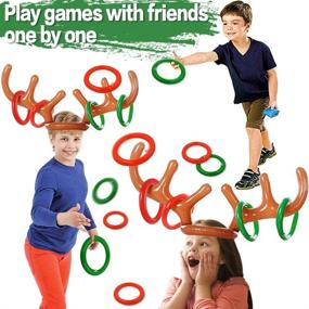 img 1 attached to 🎅 KOSIMI 4 Set Inflatable Reindeer Antlers Ring Throw Game: Fun Christmas Party Games for All Ages - Indoor & Outdoor Carnival Xmas Games (4 Antlers 16 Rings)