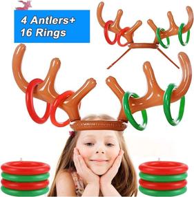 img 3 attached to 🎅 KOSIMI 4 Set Inflatable Reindeer Antlers Ring Throw Game: Fun Christmas Party Games for All Ages - Indoor & Outdoor Carnival Xmas Games (4 Antlers 16 Rings)