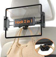 🚗 universal car headrest tablet mount holder - compatible with ipad pro 12.9/11, phones/tablets/switch 4.7"-12.9" - adjustable headrest posts width 5.2in-5.7in - sleek black design logo
