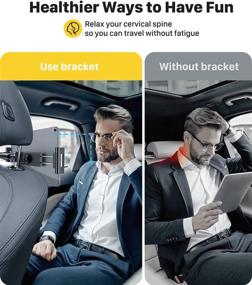 img 1 attached to 🚗 Universal Car Headrest Tablet Mount Holder - Compatible with iPad Pro 12.9/11, Phones/Tablets/Switch 4.7"-12.9" - Adjustable Headrest Posts Width 5.2in-5.7in - Sleek Black Design