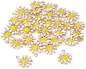 img 4 attached to 30PCS Enamel Daisy Flower Charm Pendant Set for Jewelry Making and DIY Crafts