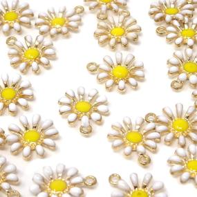 img 2 attached to 30PCS Enamel Daisy Flower Charm Pendant Set for Jewelry Making and DIY Crafts