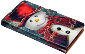 img 1 attached to 🎅 YHB Christmas Smiling Snowman Leather Wallet Case for Galaxy J3 2018 - Shockproof & Card Holder TPU Cover