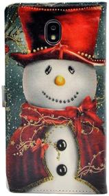 img 2 attached to 🎅 YHB Christmas Smiling Snowman Leather Wallet Case for Galaxy J3 2018 - Shockproof & Card Holder TPU Cover