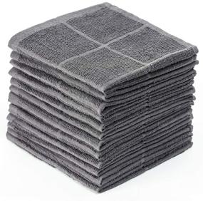 img 4 attached to Highly Absorbent Glynniss Kitchen Dishcloths - 100% Cotton Dish Rags for Efficient Dishwashing and Cleaning (12pcs Gray)