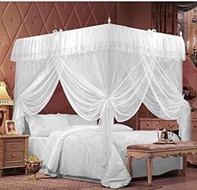 img 1 attached to Ifeles 4 Corners Bedding Curtain Canopy Netting - Ideal for Twin, Full, Queen, King (Full/Queen)