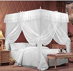 img 4 attached to Ifeles 4 Corners Bedding Curtain Canopy Netting - Ideal for Twin, Full, Queen, King (Full/Queen)