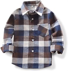 img 2 attached to Happy GoGo Kid Girl Boy Long Sleeve Plaid Flannel Button Down Shirt